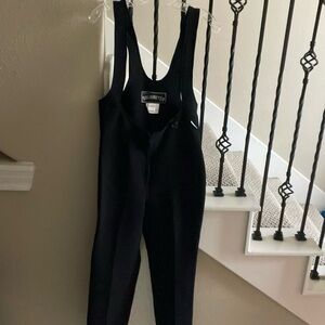 Obermeyer Ladies Sz 8L Black Vintage Ski Suit Overall Bibs with Stirrups